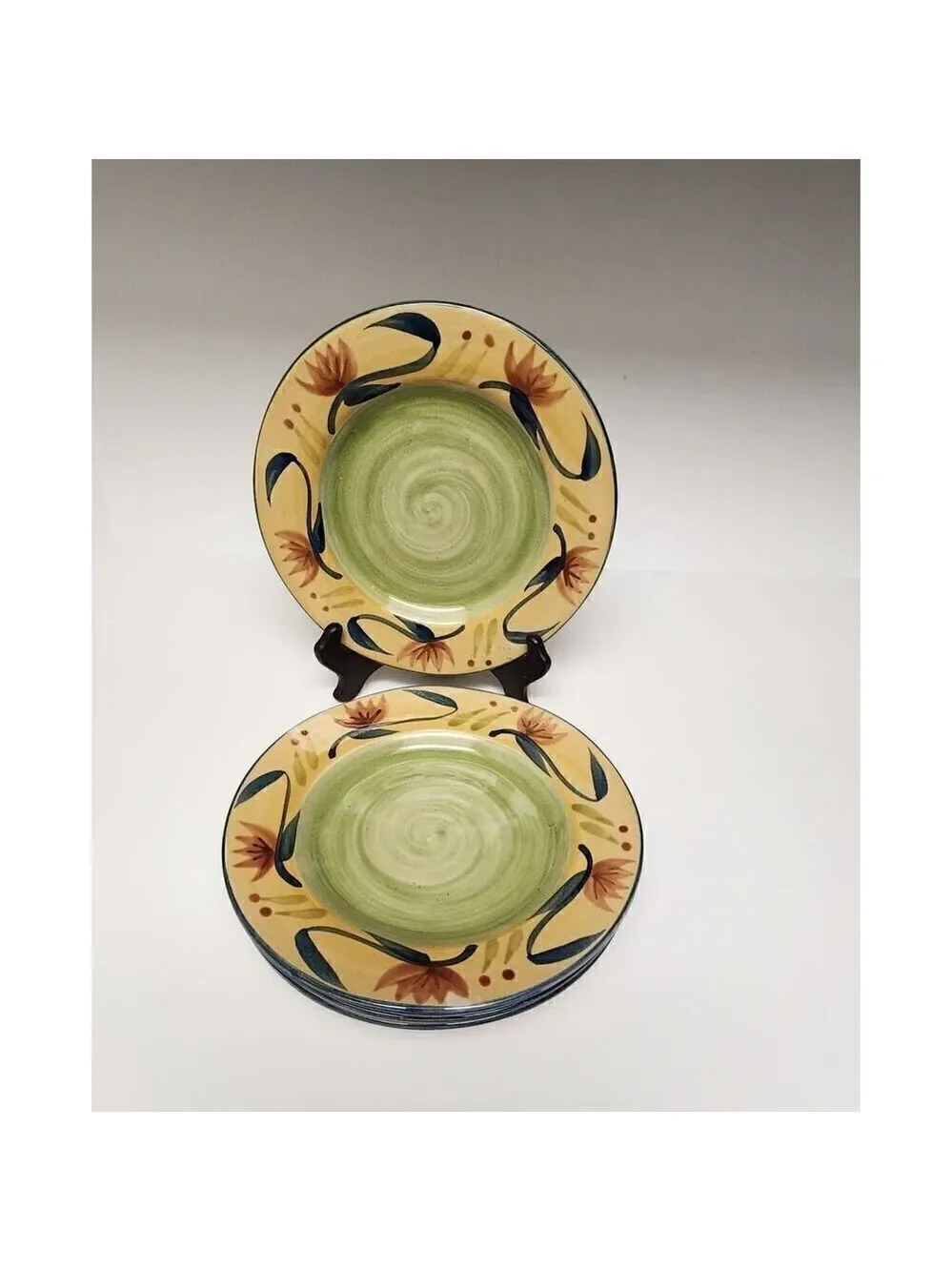 Pier 1 Elizabeth Hand Painted Multicolor Yellow Dinnerware Set